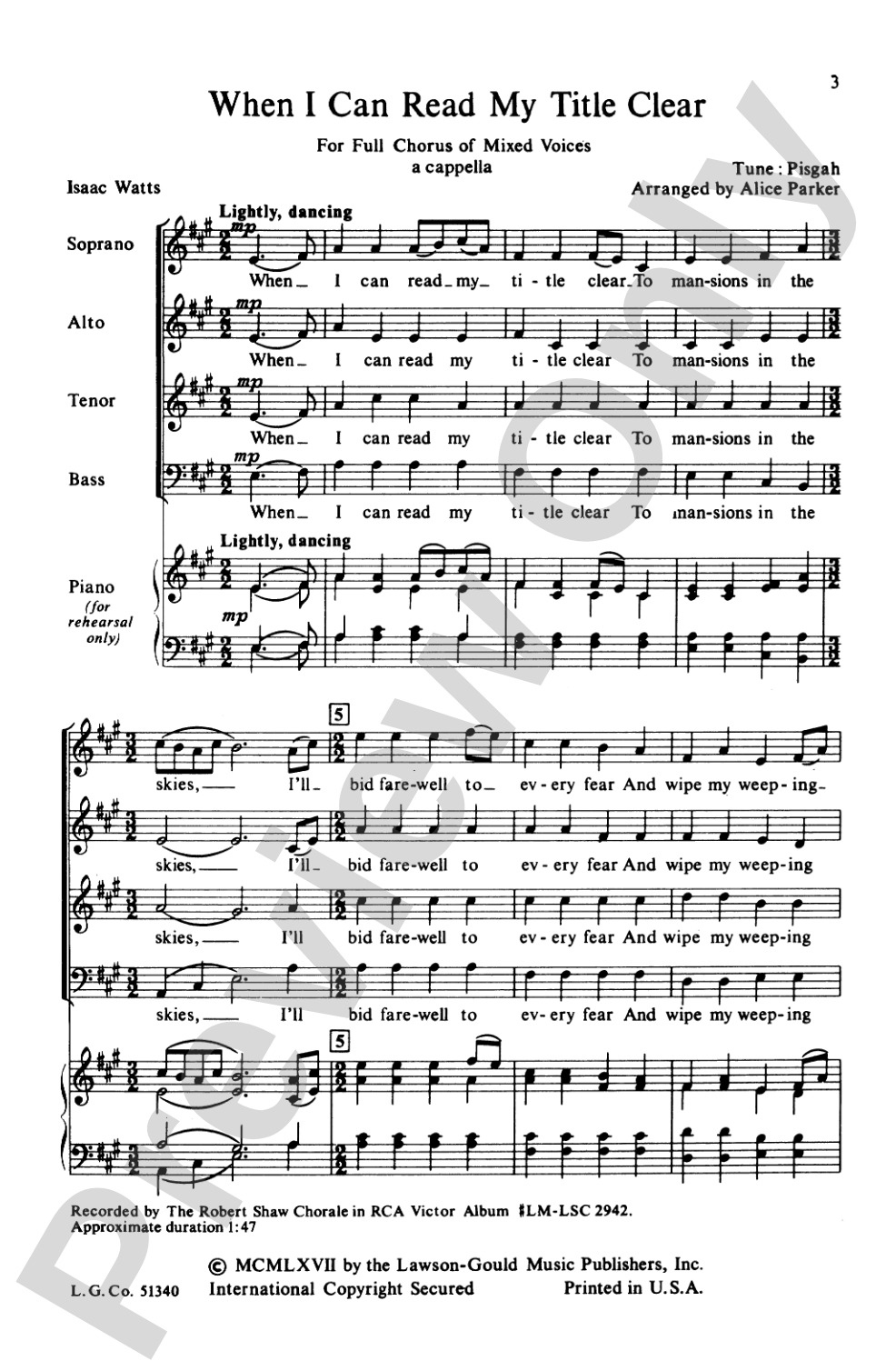 When I Can Read My Title Clear: SATB Choral Octavo
