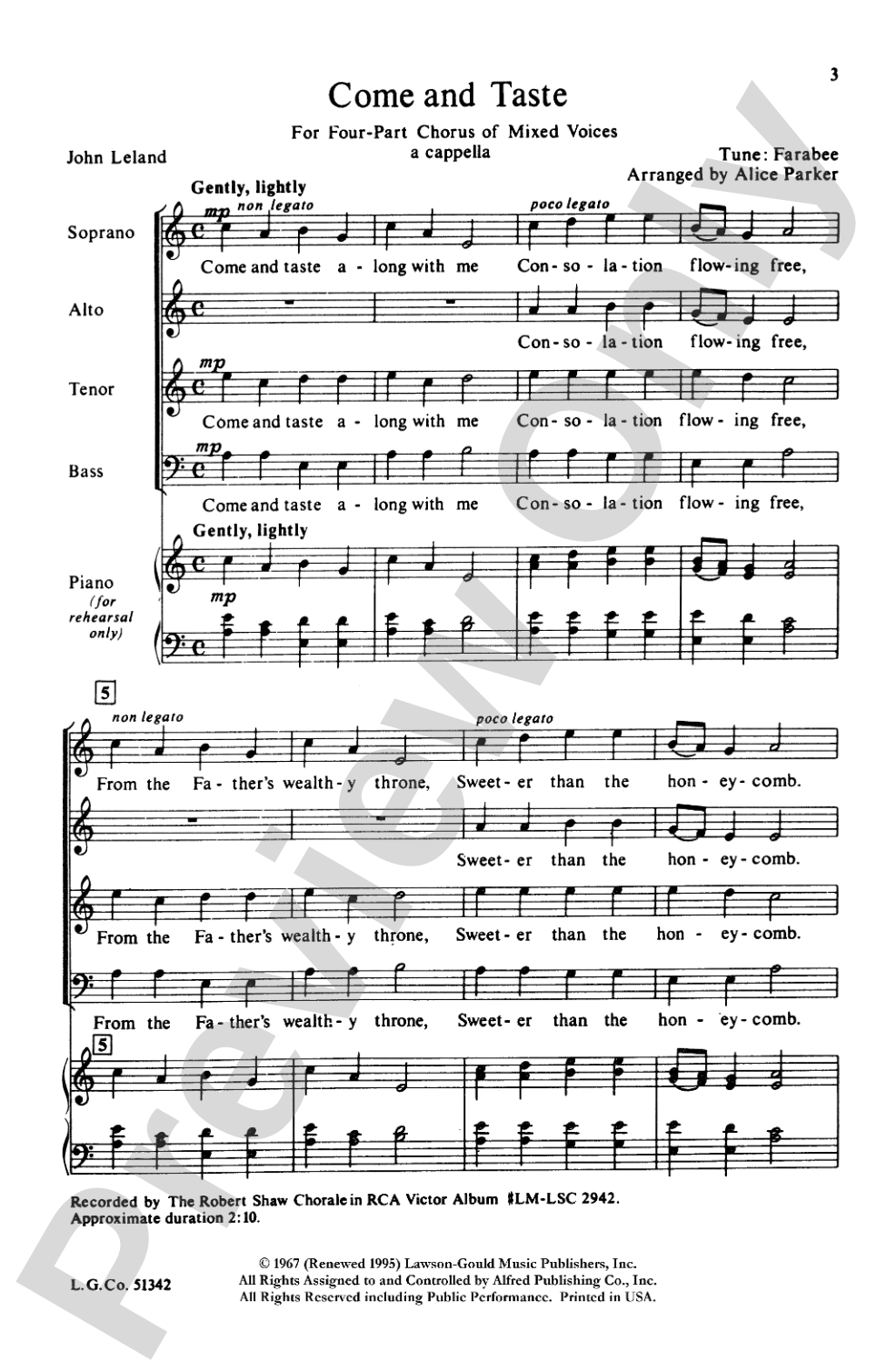 Come and Taste: SATB Choral Octavo