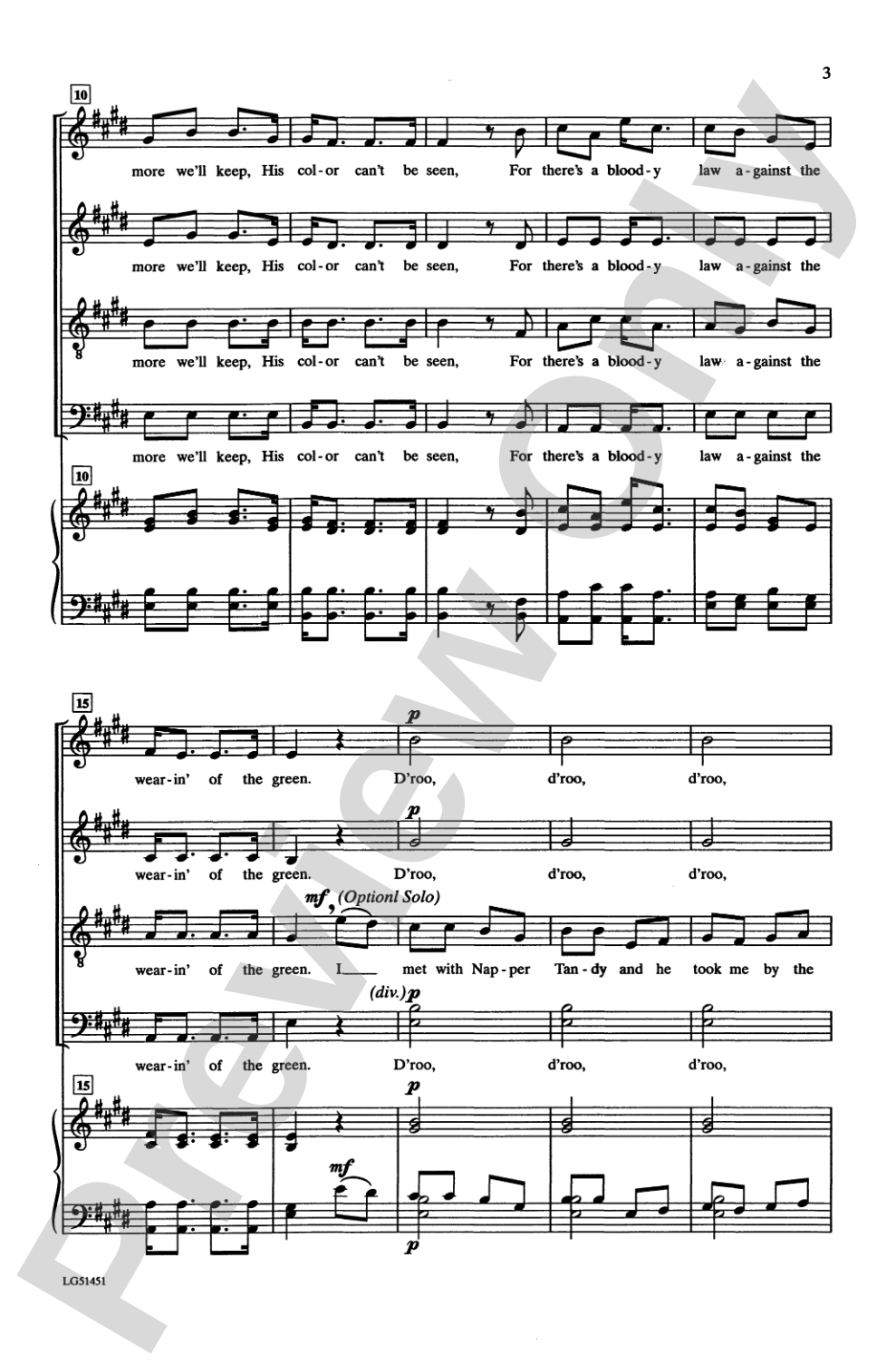 Wear'n of the Green: SATB Choral Octavo