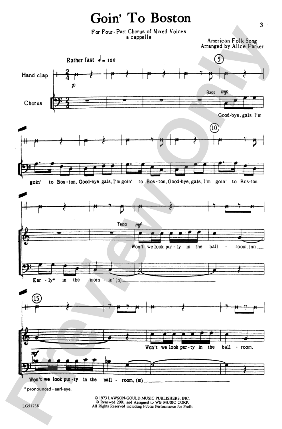 Goin' to Boston (American Folk Song): SATB Choral Octavo