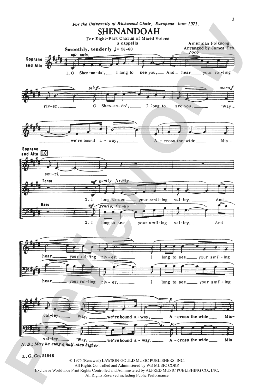 Shenandoah: SSAATTBB, <I>a cappella</I> Choral Octavo