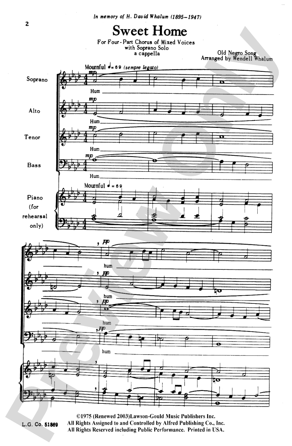 Sweet Home: SATB Choral Octavo