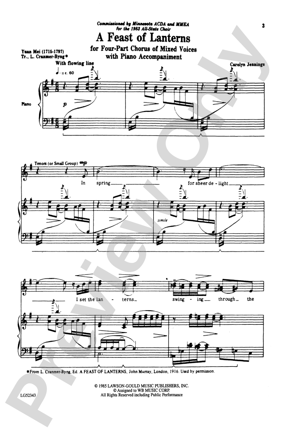 Feast of Lanterns: SATB Choral Octavo