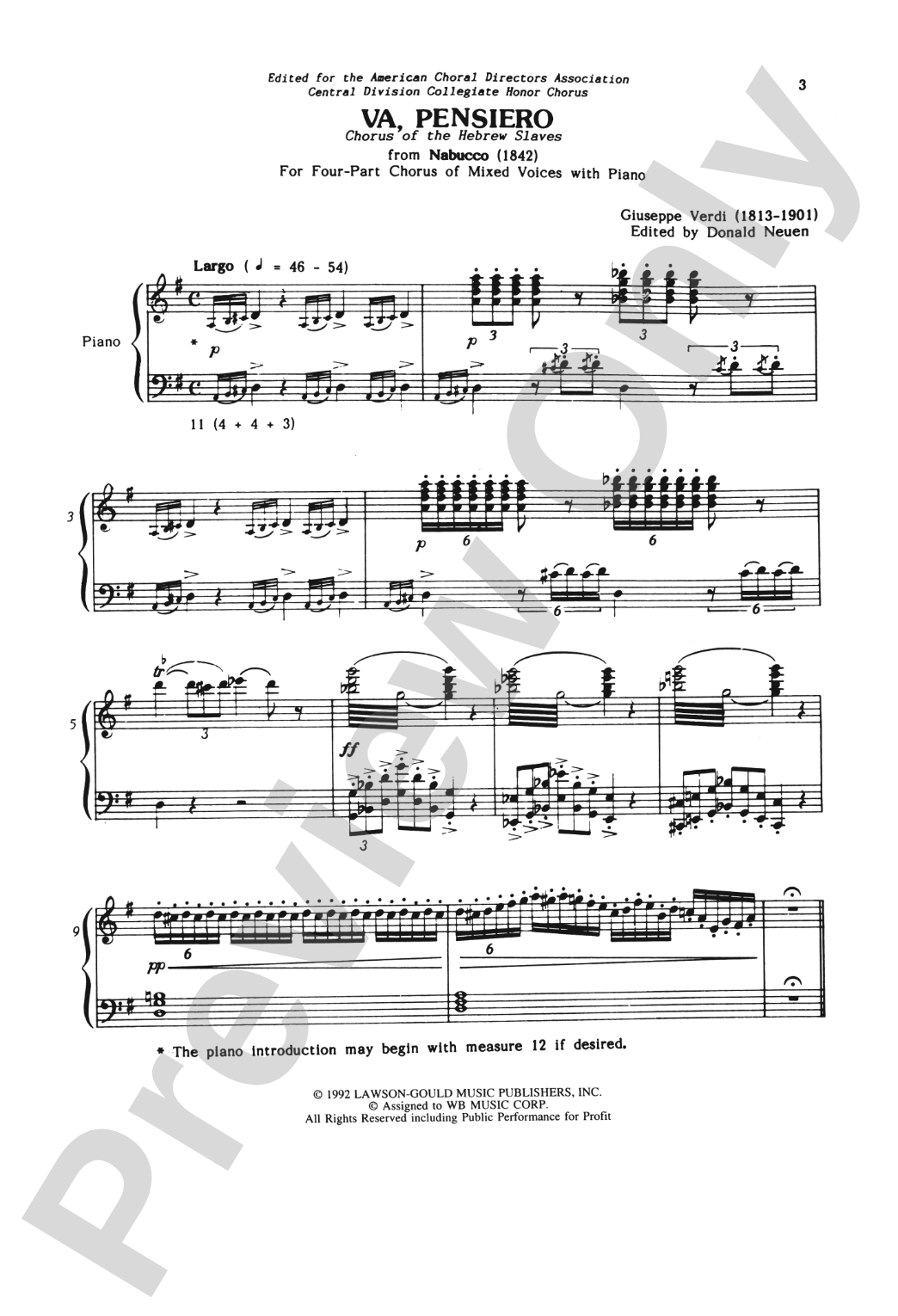 Va Pensiero (from <I>Nabucco</I>): SATB Choral Octavo