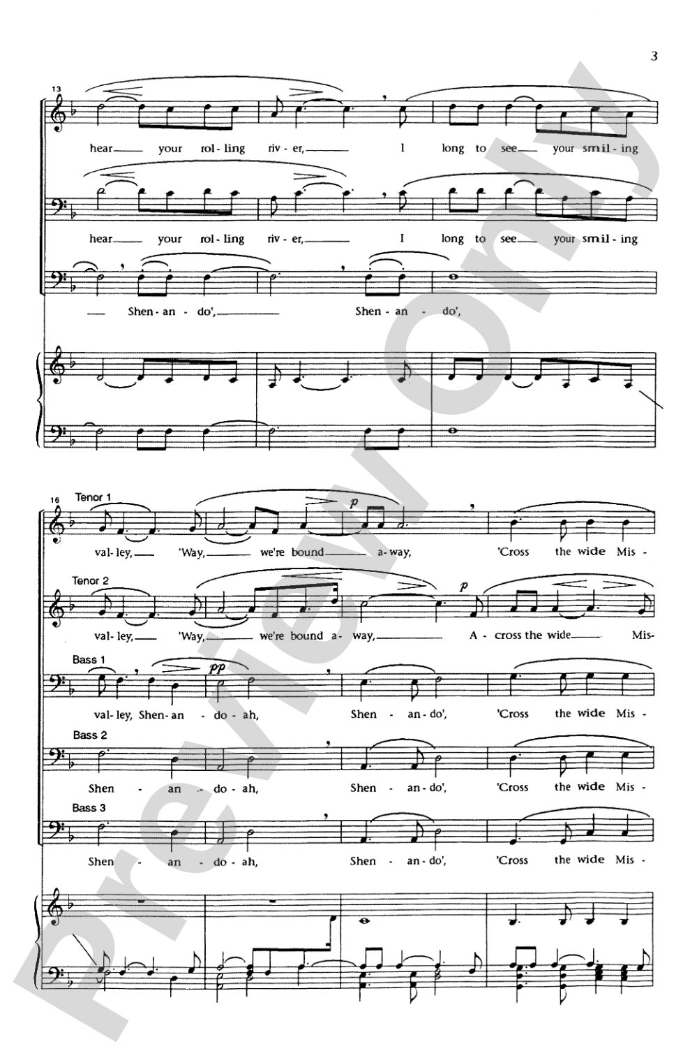 Shenandoah: TTBBB, <I>a cappella</I> Choral Octavo