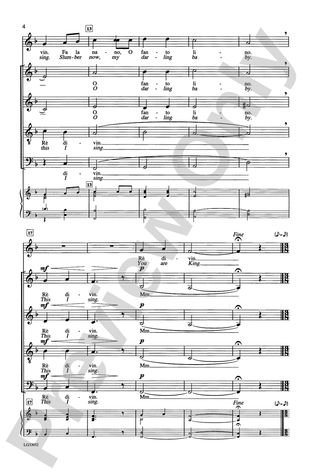 Dormi, Dormi, O Bel Bambin: SATB & Soprano Solo, <I>a cappella</I> Choral Octavo