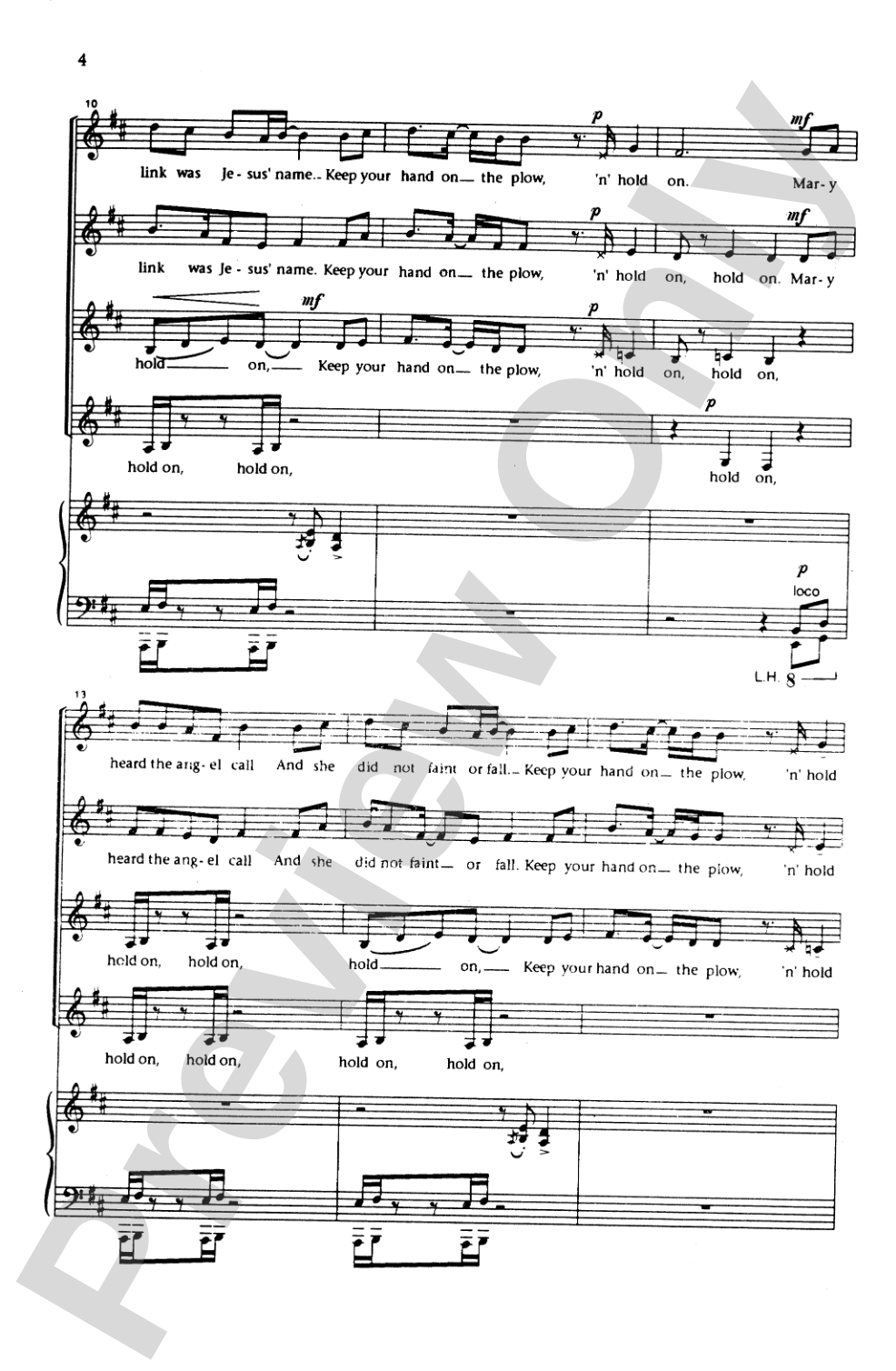Hold On: SSAA Choral Octavo