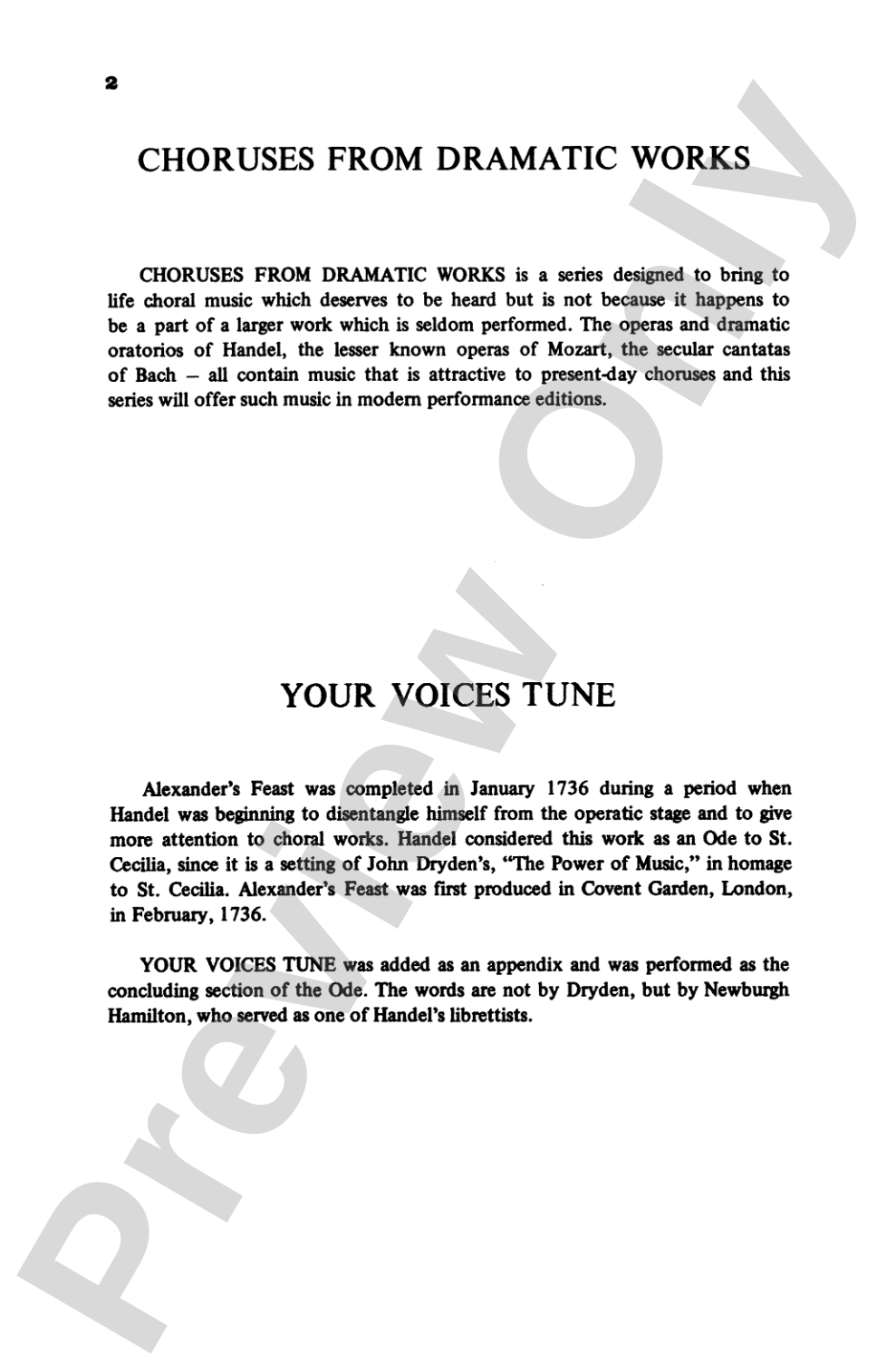 Your Voices Tune (from <I>Alexander's Feast</I>): SATB Choral Octavo