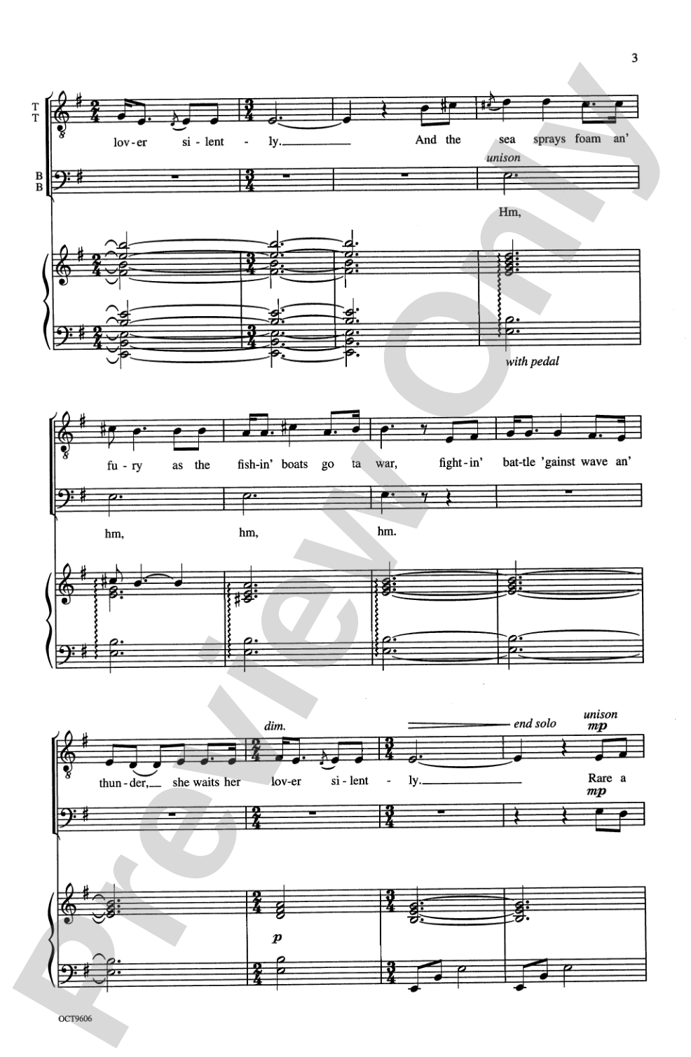 Lament of a Fisher's Wife (from <I>Celtic Songs</I>): TTBB, <I>a cappella</I> Choral Octavo