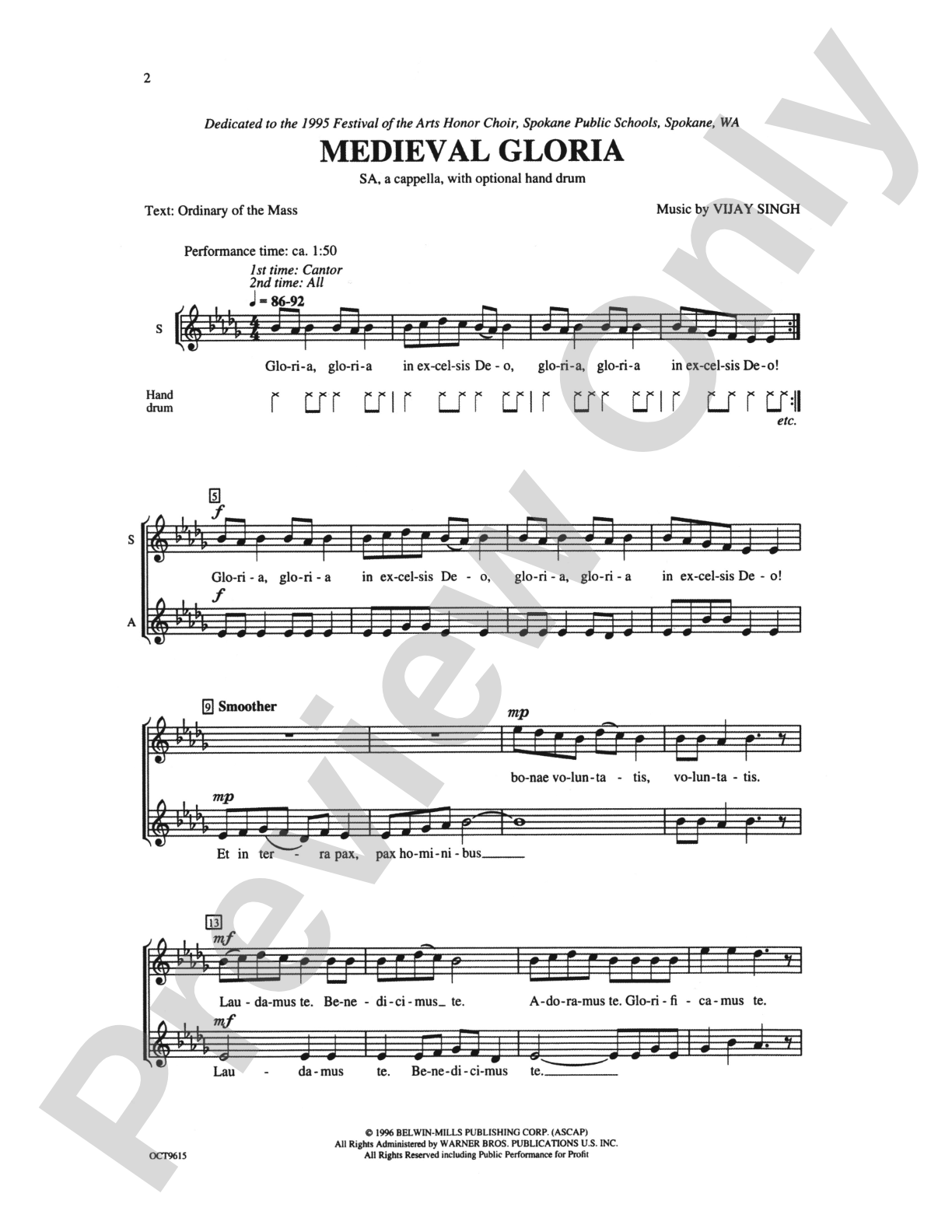Medieval Gloria: SA, <I>a cappella</I> Choral Octavo