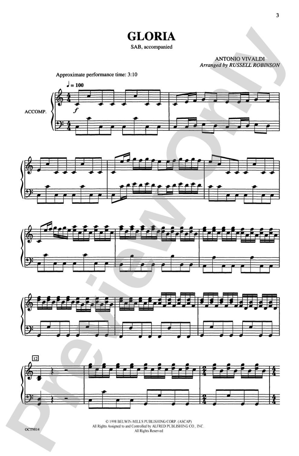 Gloria: SAB Choral Octavo