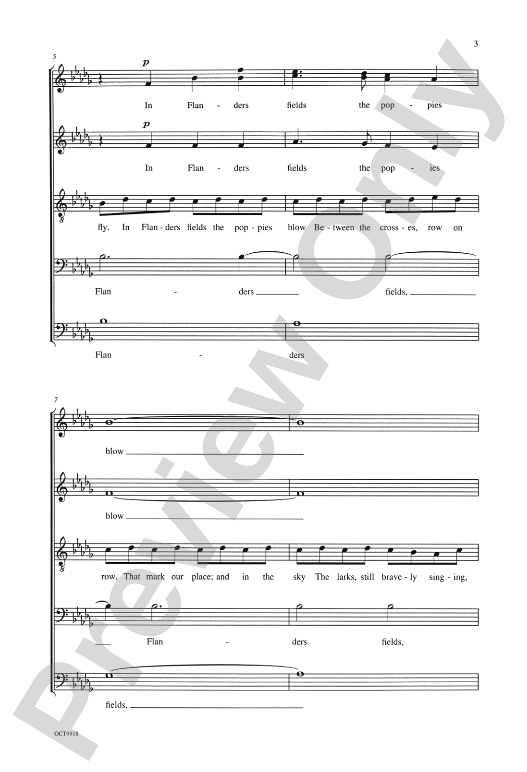 Flanders Fields: SSAATTBB Choral Octavo