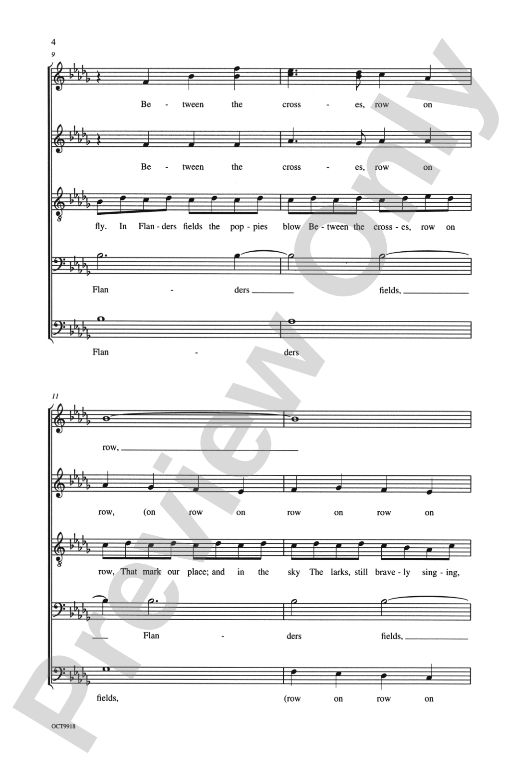 Flanders Fields: SSAATTBB Choral Octavo