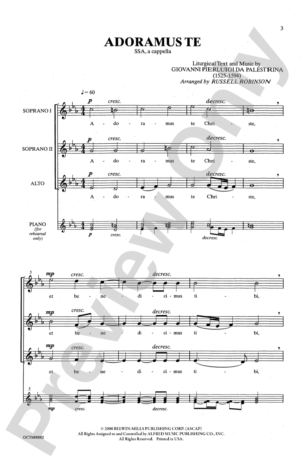 Two Renaissance Chorals (Adoramus Te / Ave Maria): SSA, <I>a cappella</I> Choral Octavo