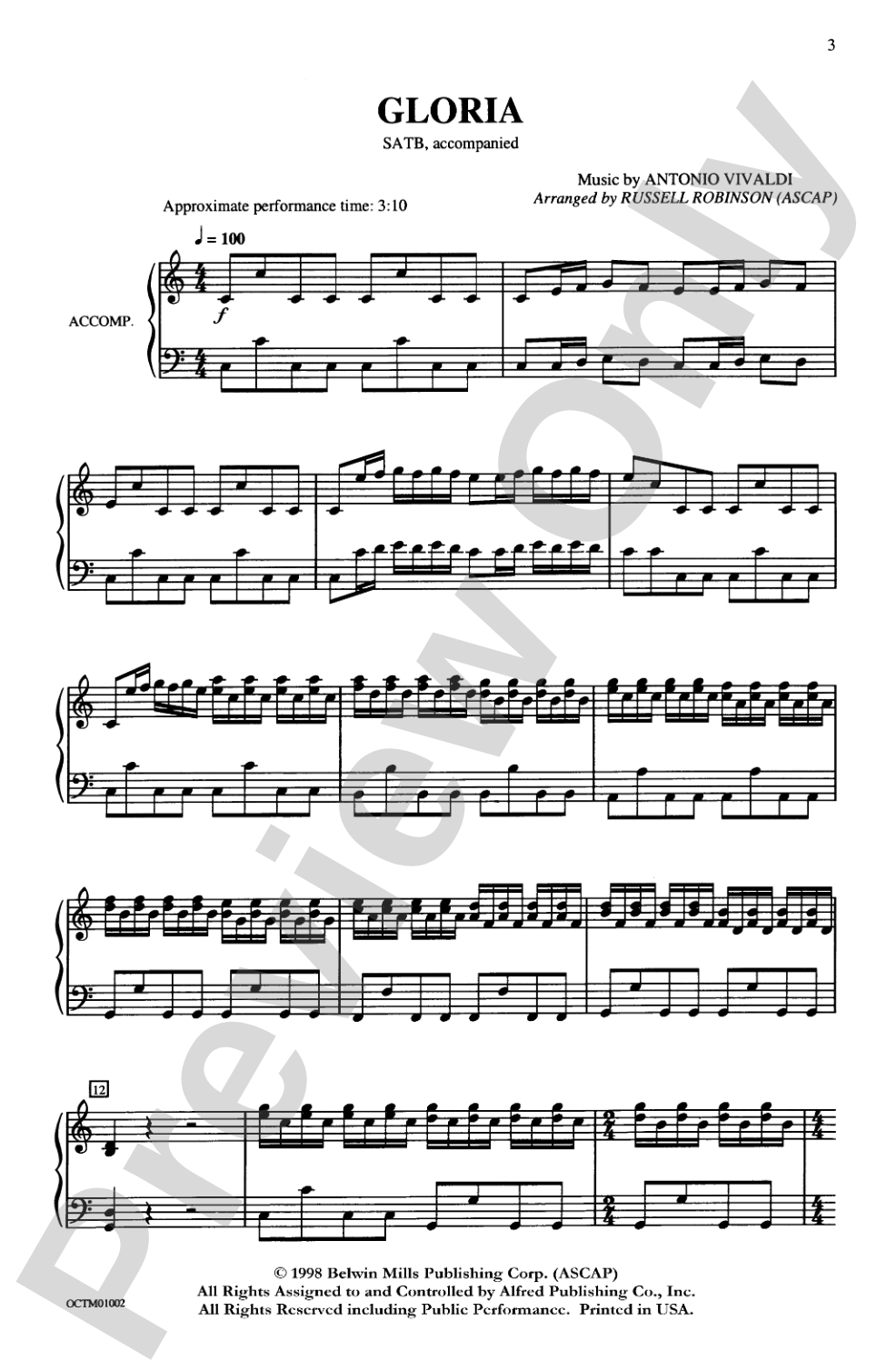 Gloria: SATB Choral Octavo