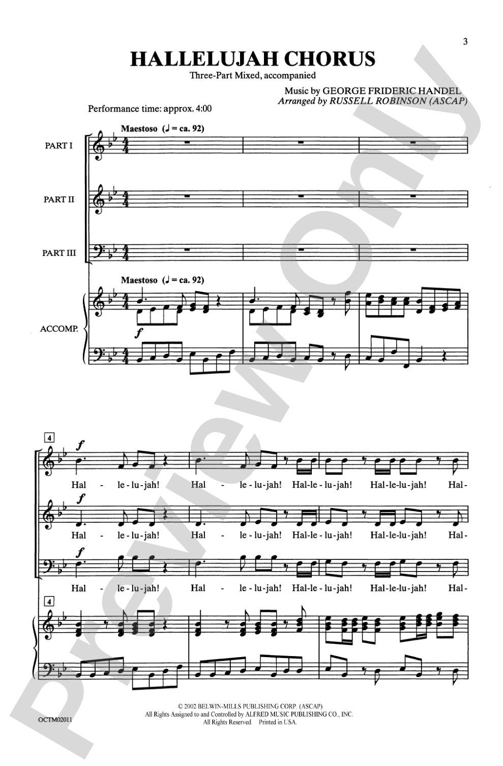Hallelujah Chorus: 3-Part Mixed Choral Octavo