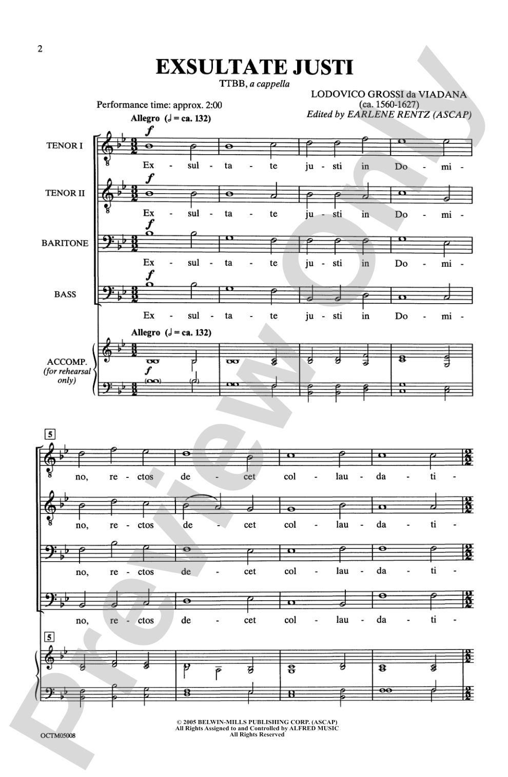 Exsultate Justi: TTBB, <I>a cappella</I> Choral Octavo