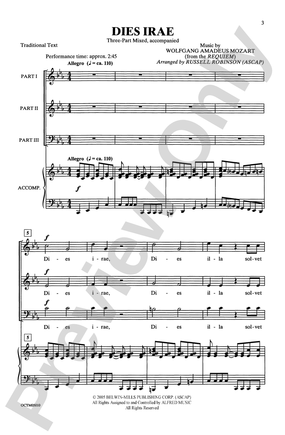 Dies Irae: 3-Part Mixed Choral Octavo