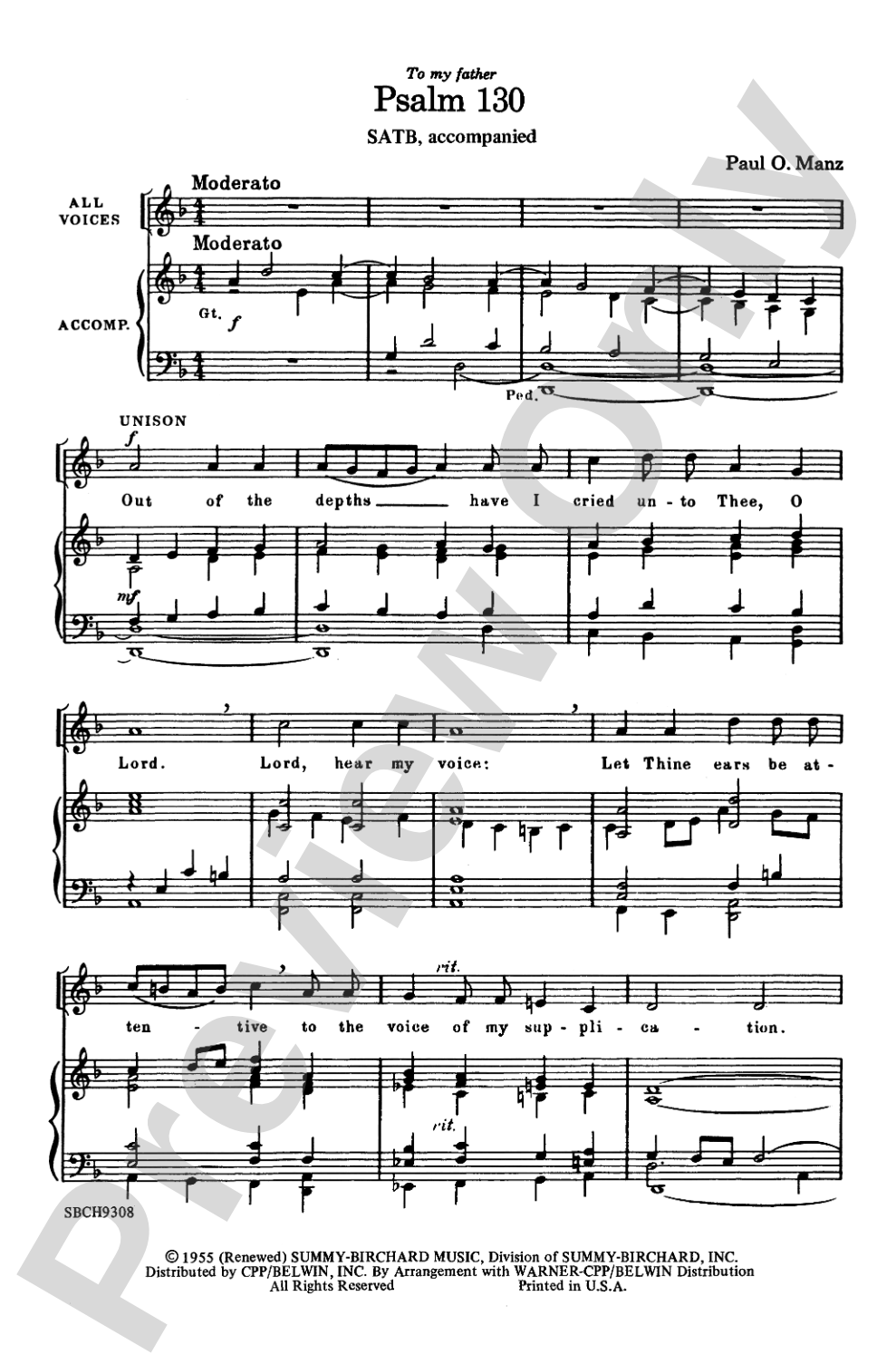 Psalm 130: SATB Choral Octavo