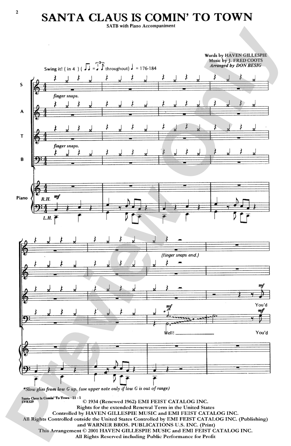Santa Claus Is Comin' to Town: SATB Choral Octavo