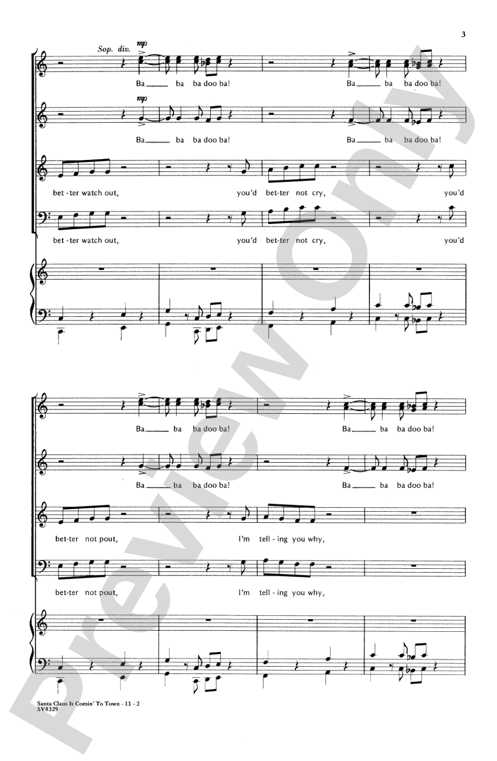 Santa Claus Is Comin' to Town: SATB Choral Octavo