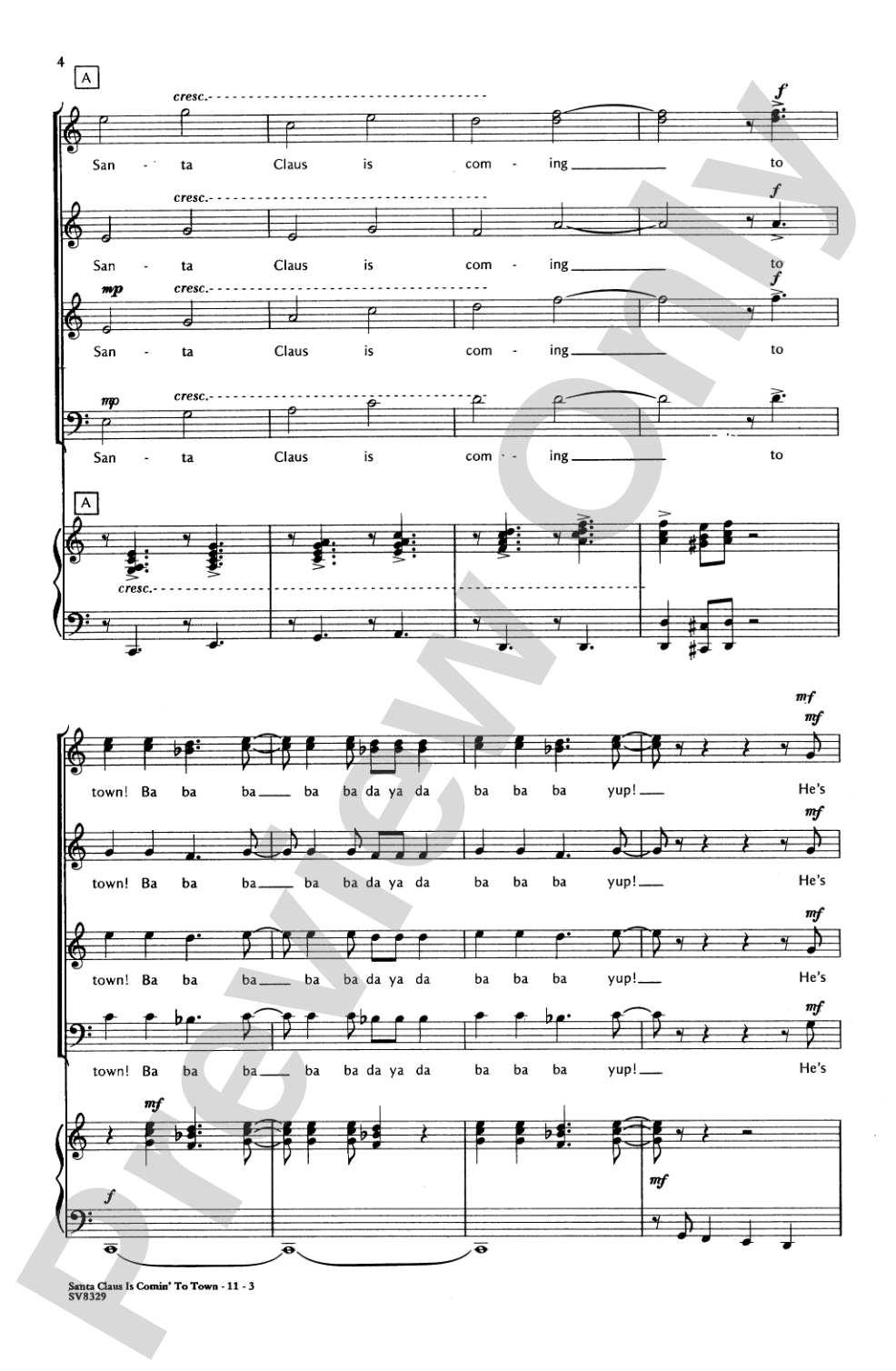 Santa Claus Is Comin' to Town: SATB Choral Octavo