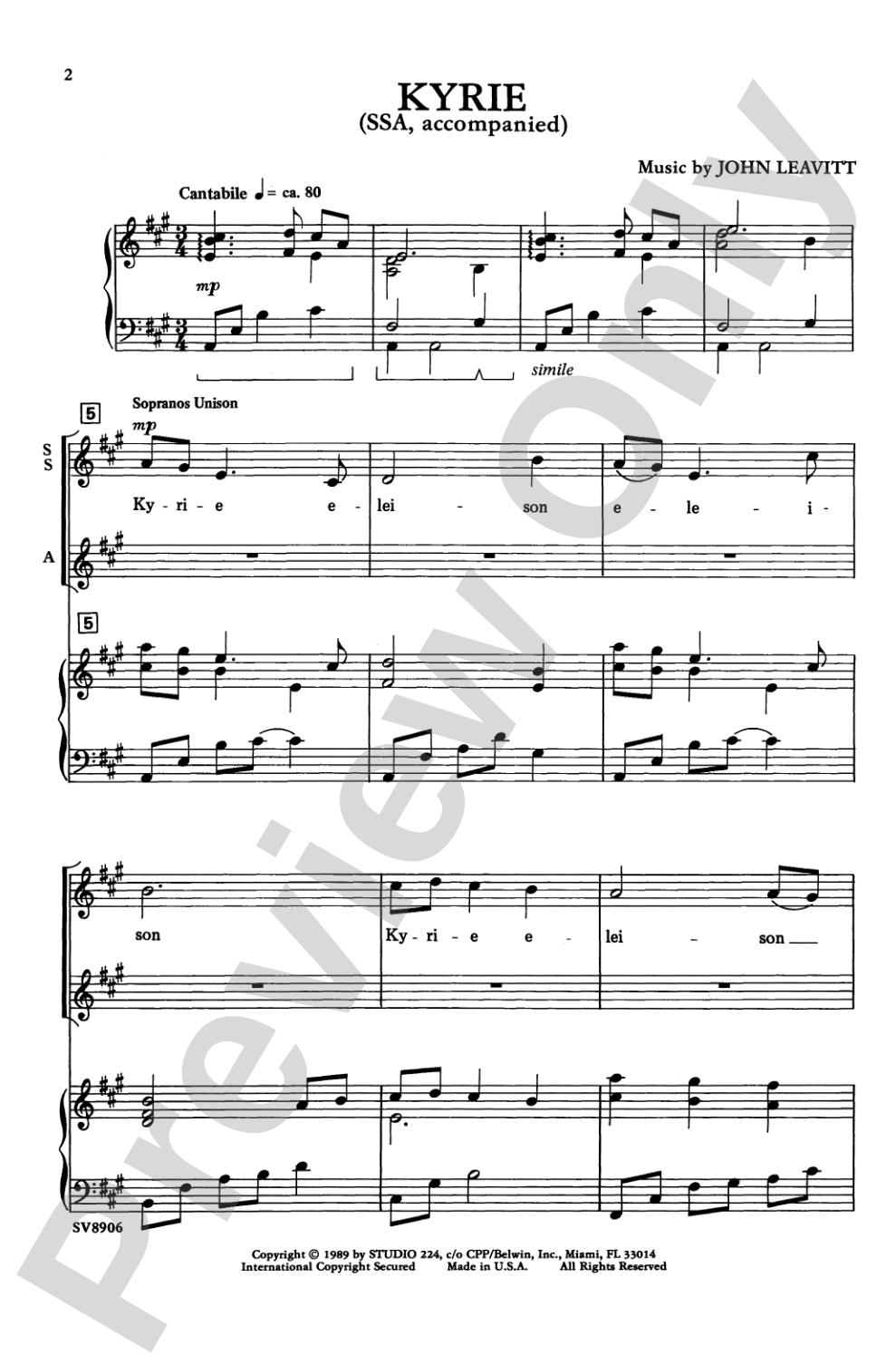 Kyrie: SSA Choral Octavo