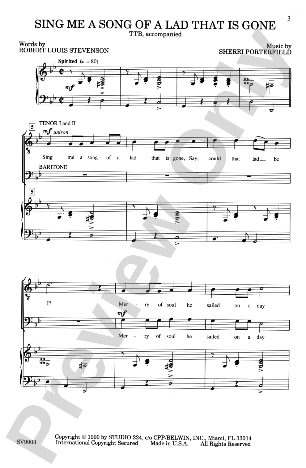 Sing Me a Song of a Lad That Is Gone: TTB Choral Octavo