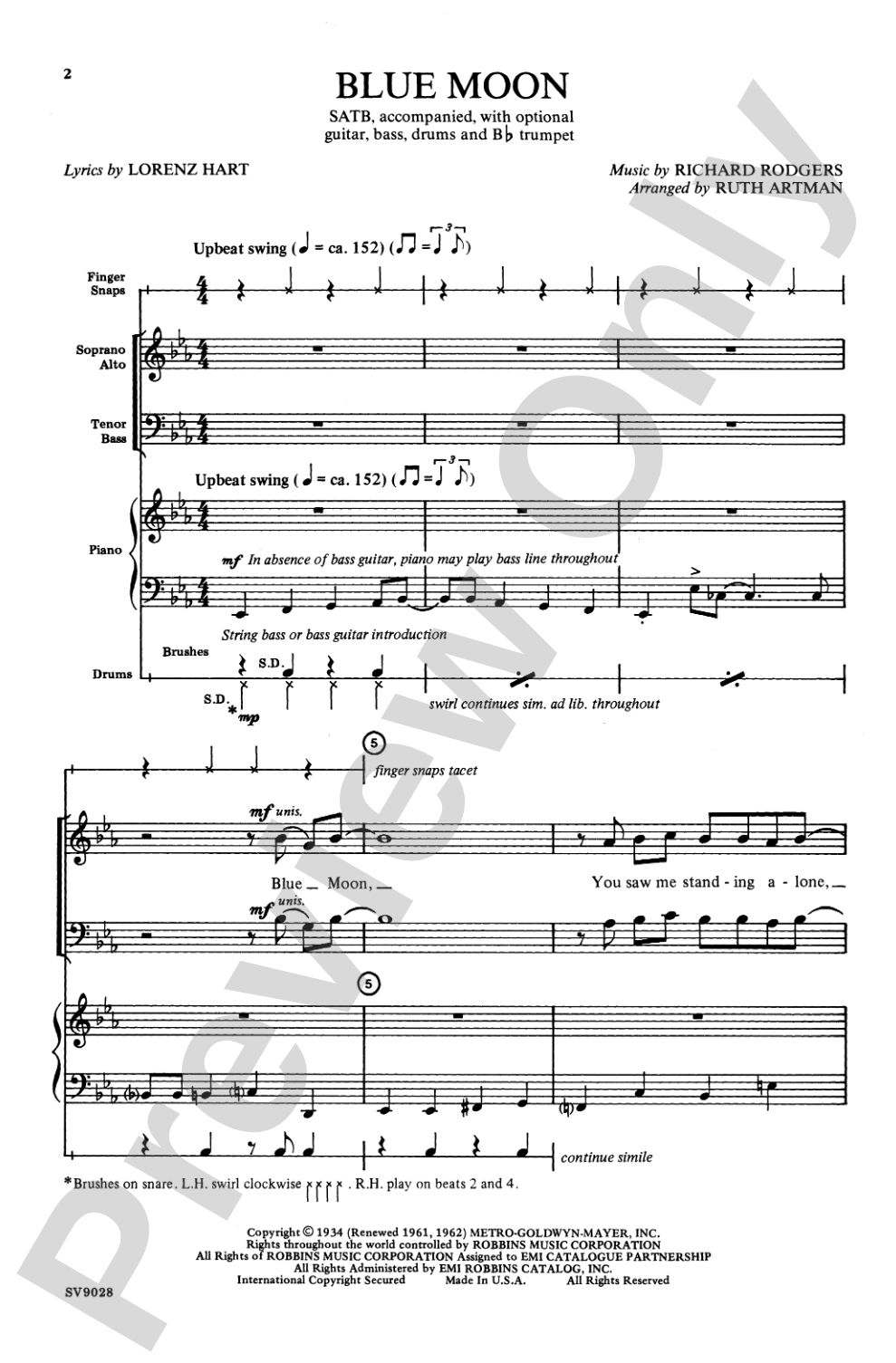 Blue Moon: SATB Choral Octavo