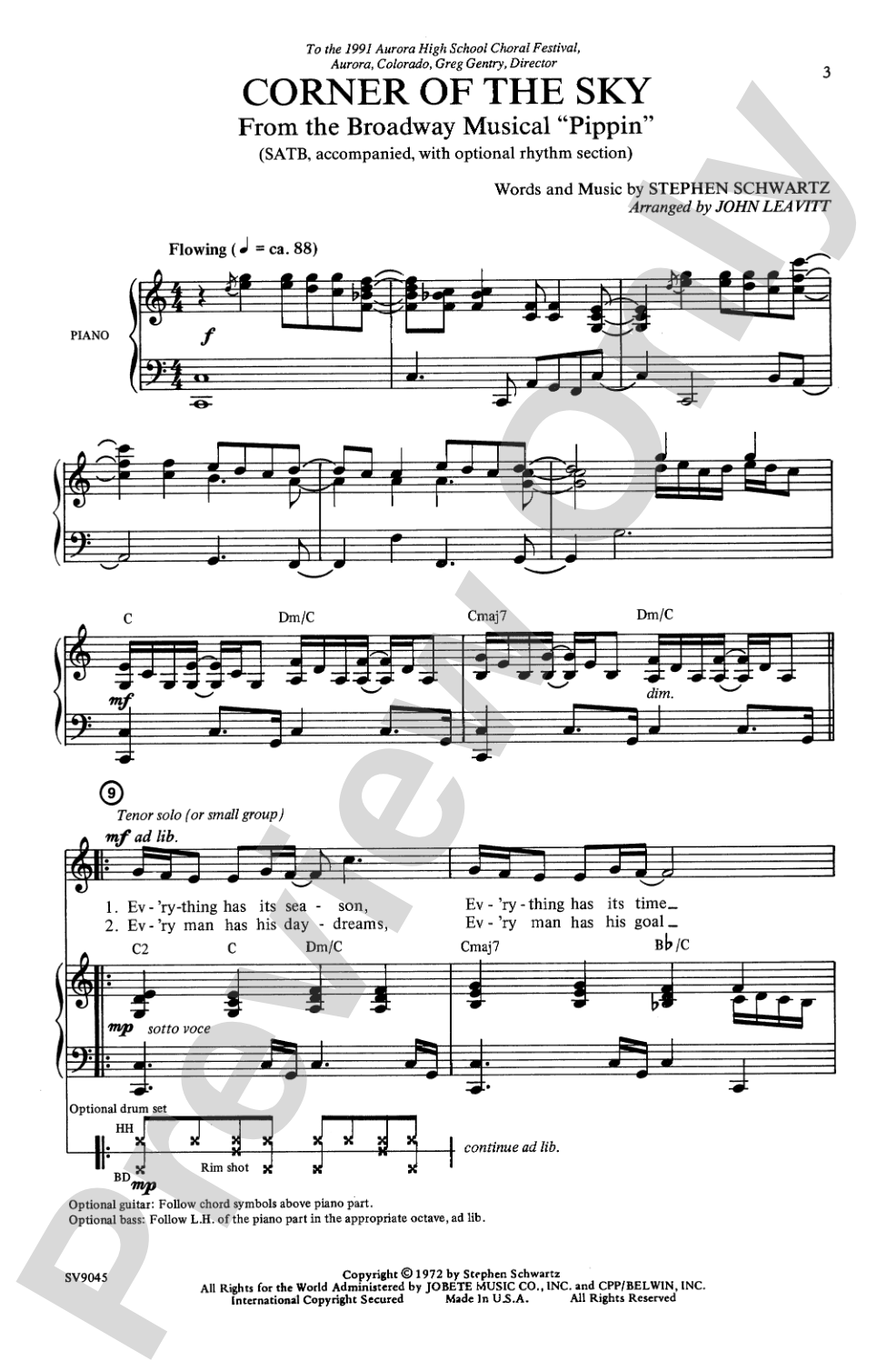 Corner of the Sky: SATB Choral Octavo