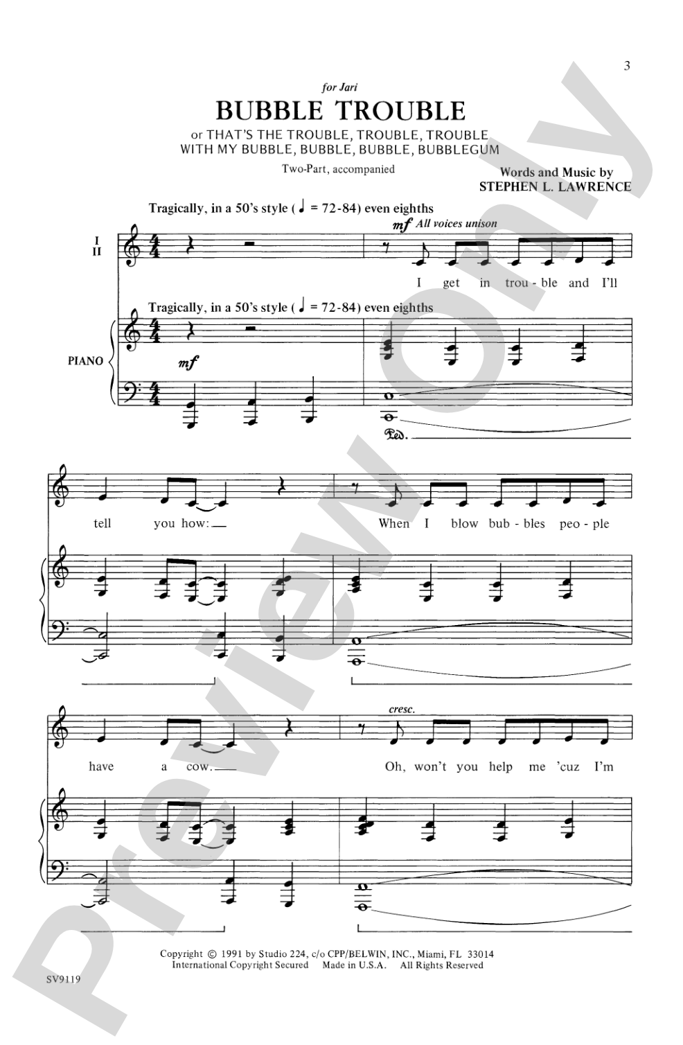 Bubble Trouble: 2-Part Choral Octavo