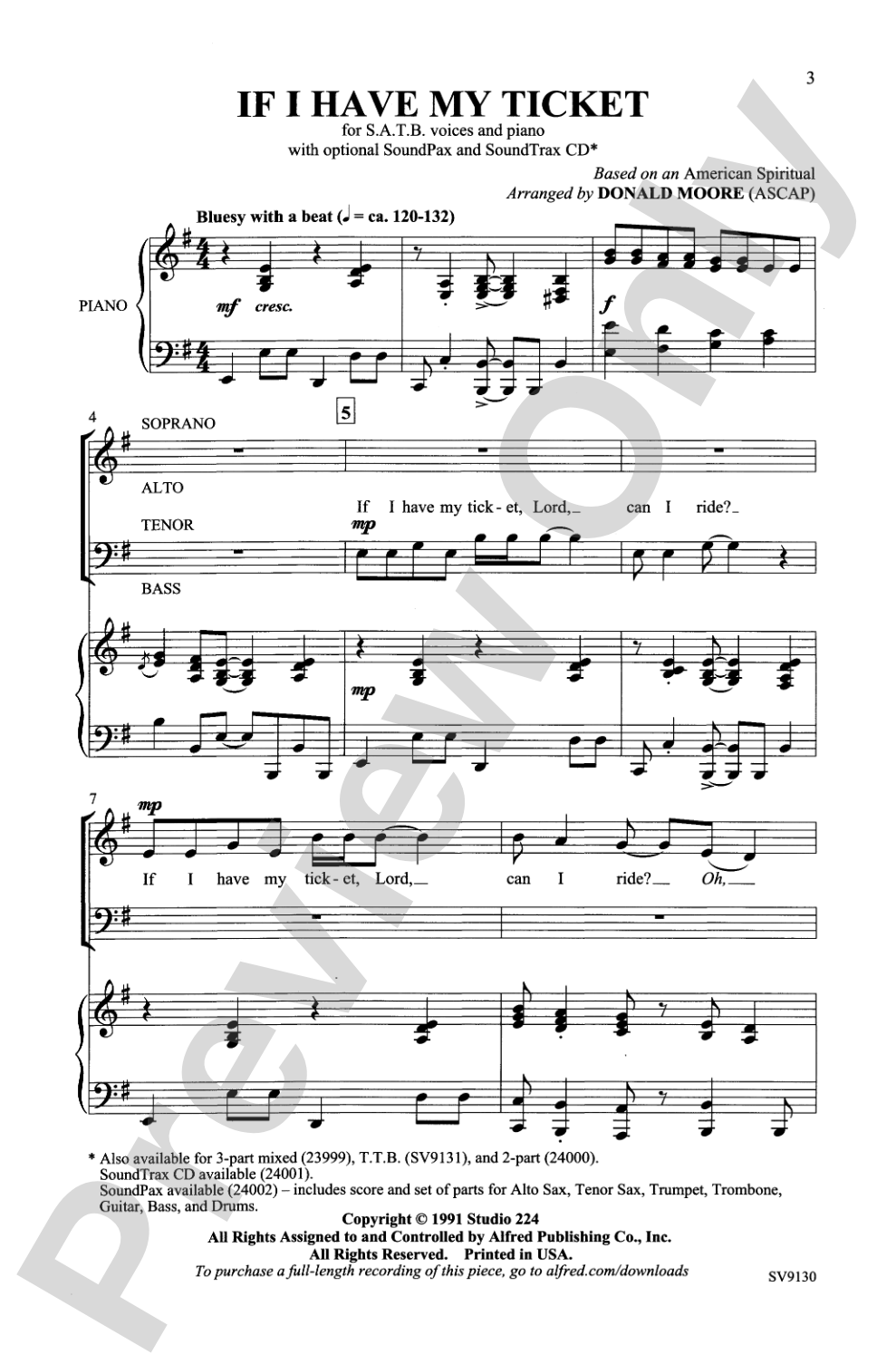 If I Have My Ticket: SATB Choral Octavo
