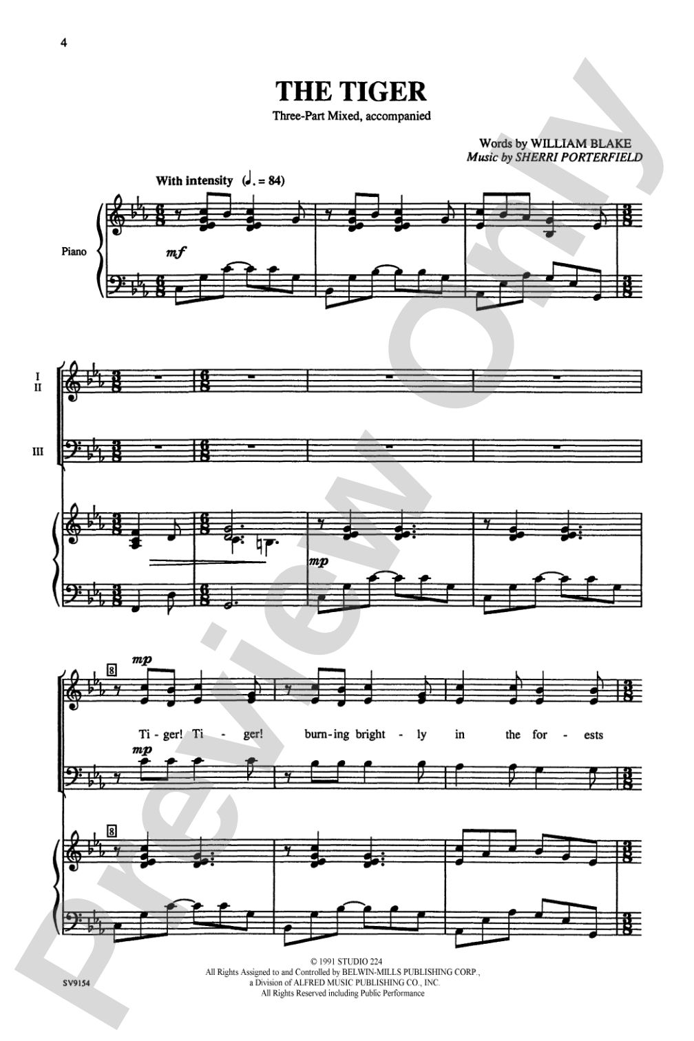 The Tiger: 3-Part Mixed Choral Octavo