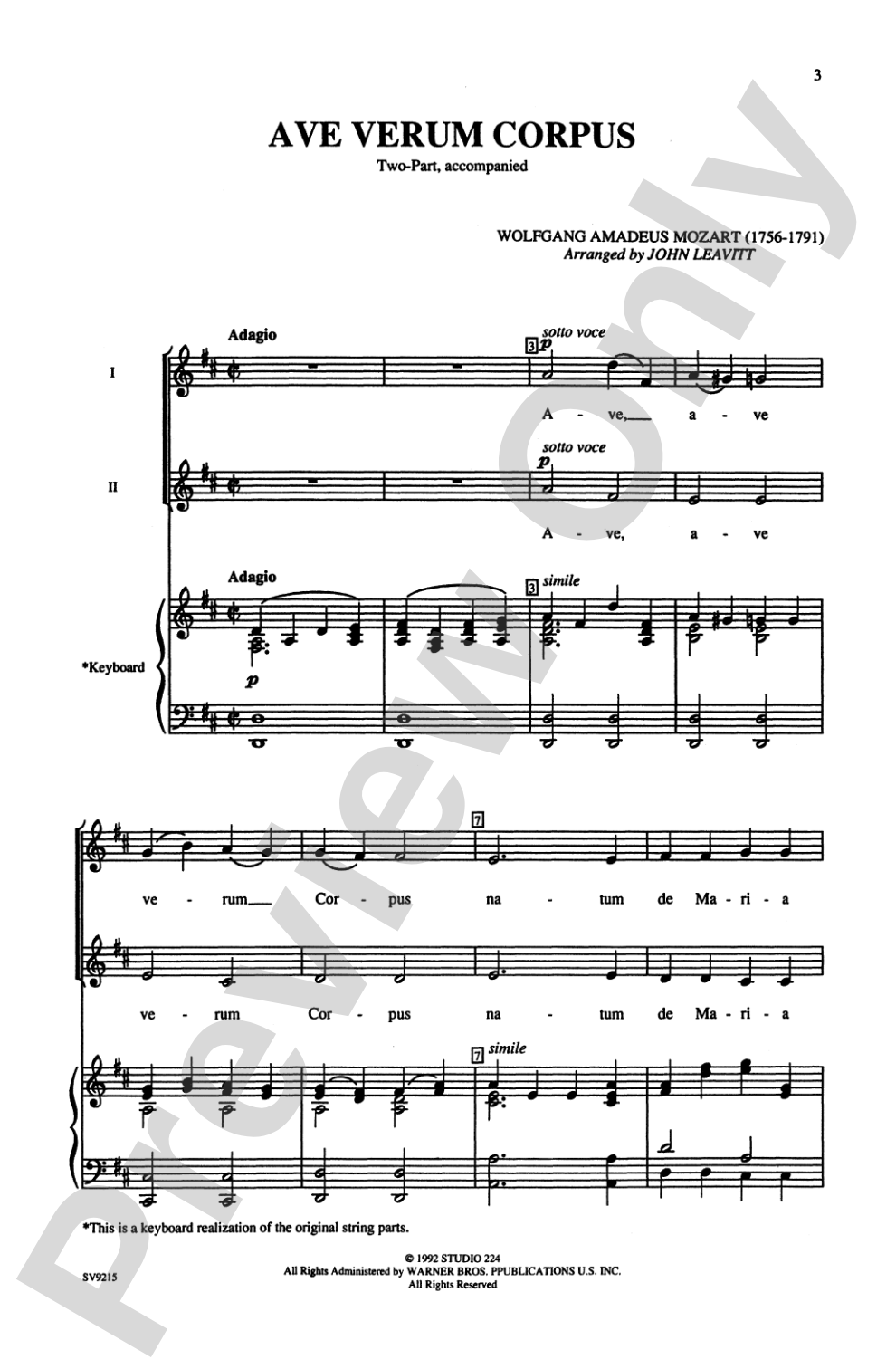 Ave Verum Corpus: 2-Part Choral Octavo