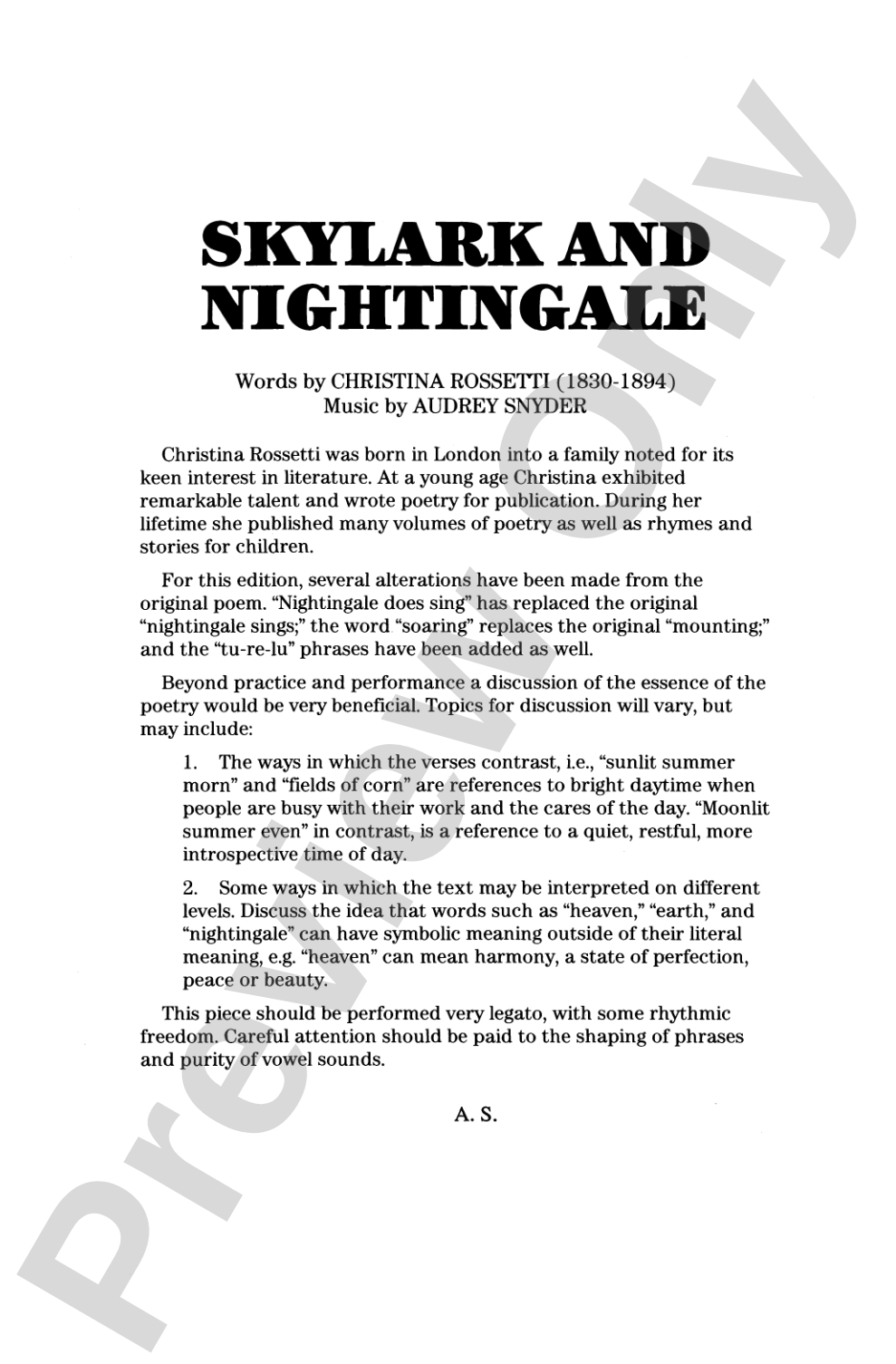 Skylark and Nightingale: 2-Part Choral Octavo