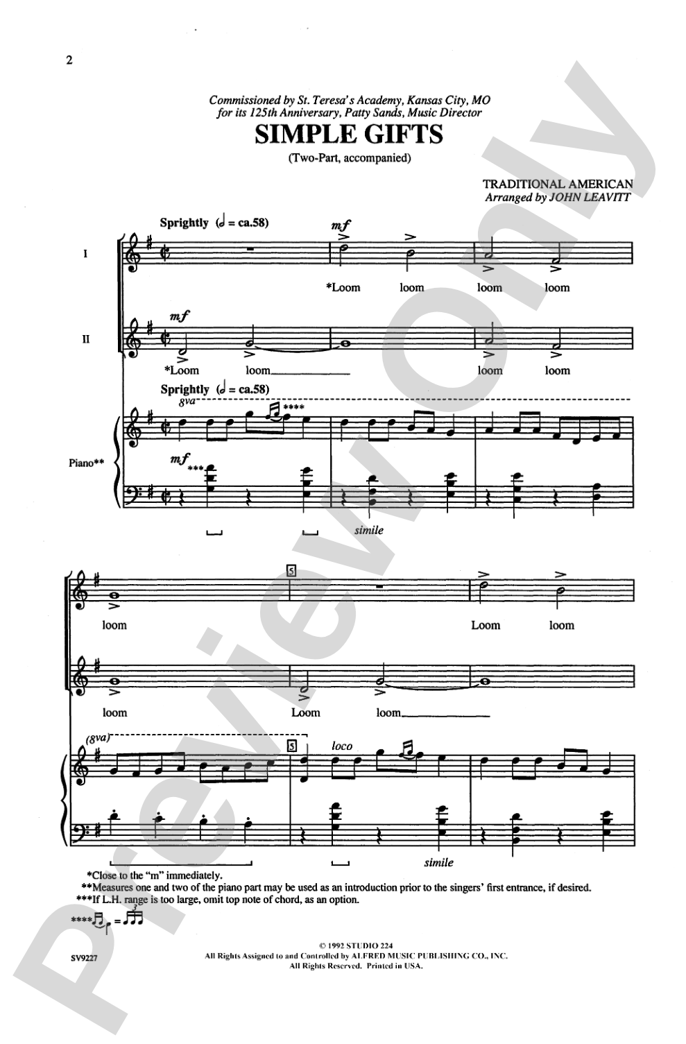 Simple Gifts: 2-Part Choral Octavo