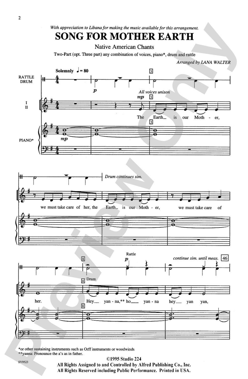 Song for Mother Earth: 2-Part (Opt. 3-Part) (any combination) Choral Octavo