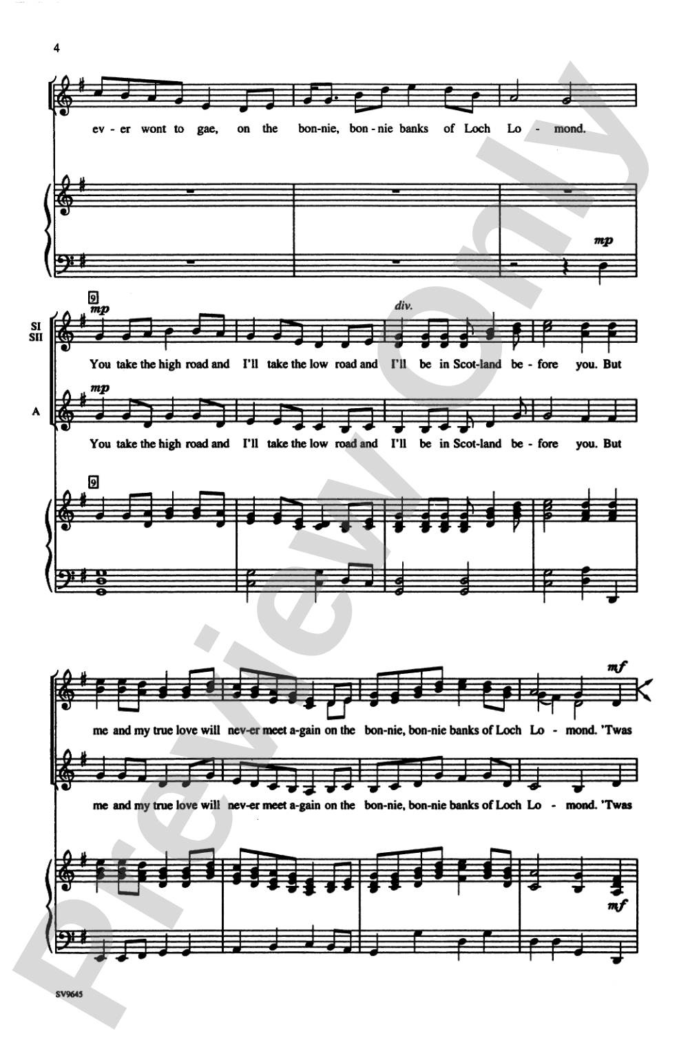 Loch Lomond: SSA, <I>a cappella</I> Choral Octavo