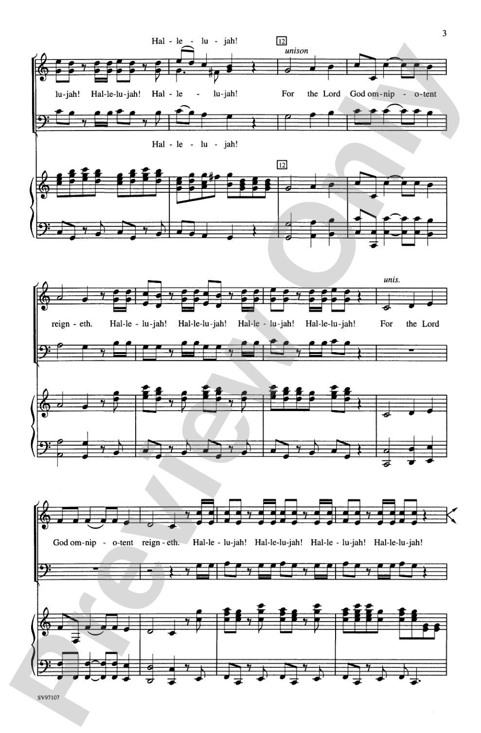 Hallelujah (from the oratorio <I>Messiah</I>): 3-Part Mixed Choral Octavo