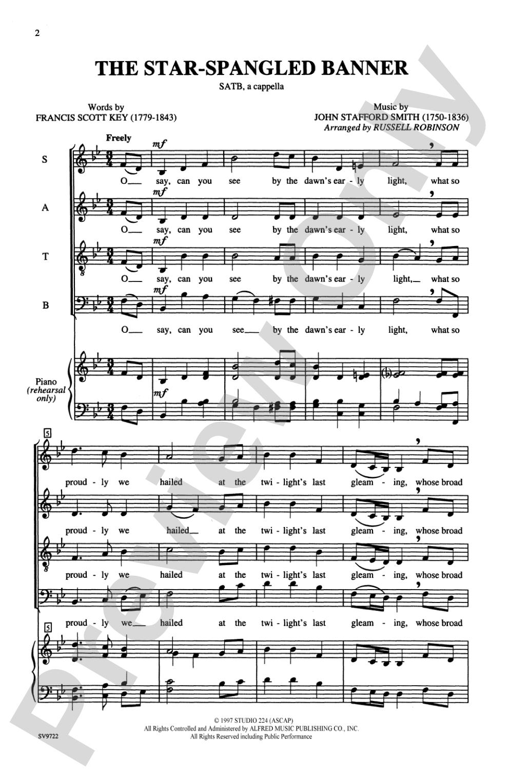 The Star-Spangled Banner: SATB, <I>a cappella</I> Choral Octavo