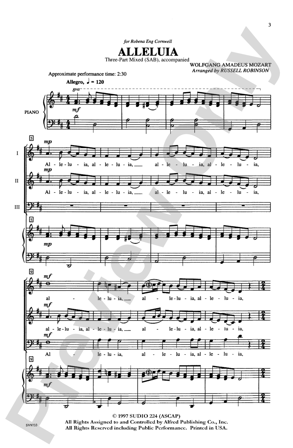 Alleluia: SAB Choral Octavo