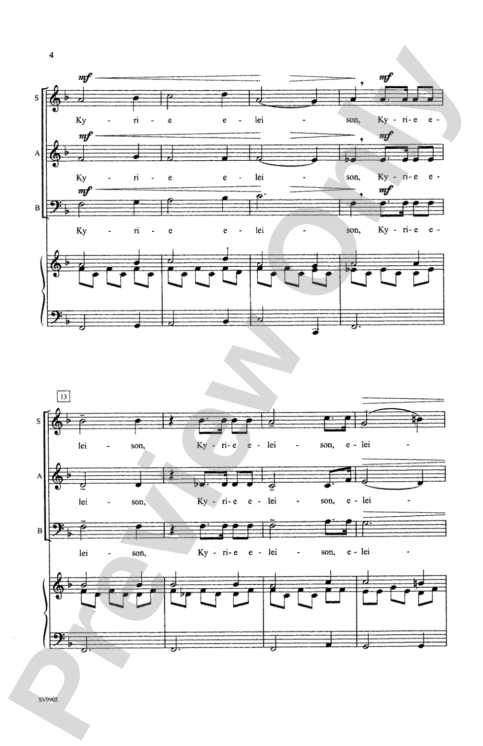 Kyrie (from the <I>Mass in G</I>): SAB Choral Octavo
