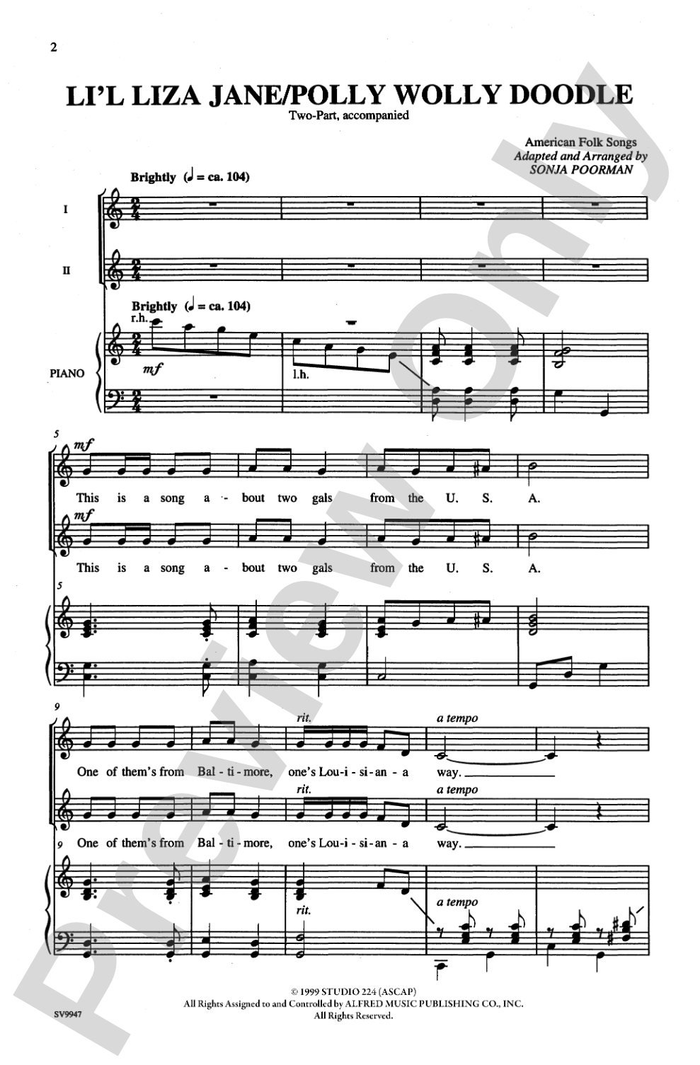 Li'l Liza Jane / Polly Wolly Doodle: 2-Part Choral Octavo