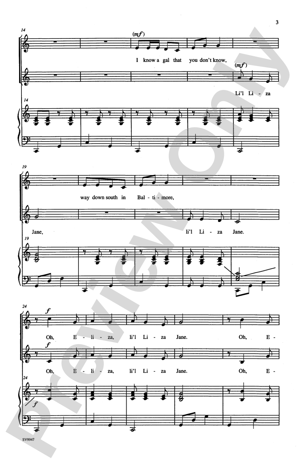 Li'l Liza Jane / Polly Wolly Doodle: 2-Part Choral Octavo