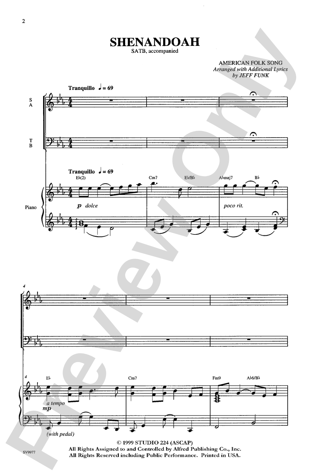 Shenandoah: SATB Choral Octavo