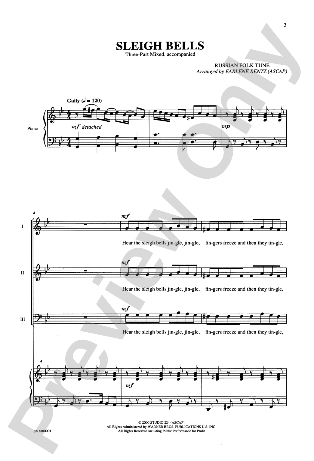 Sleigh Bells: 3-Part Mixed Choral Octavo