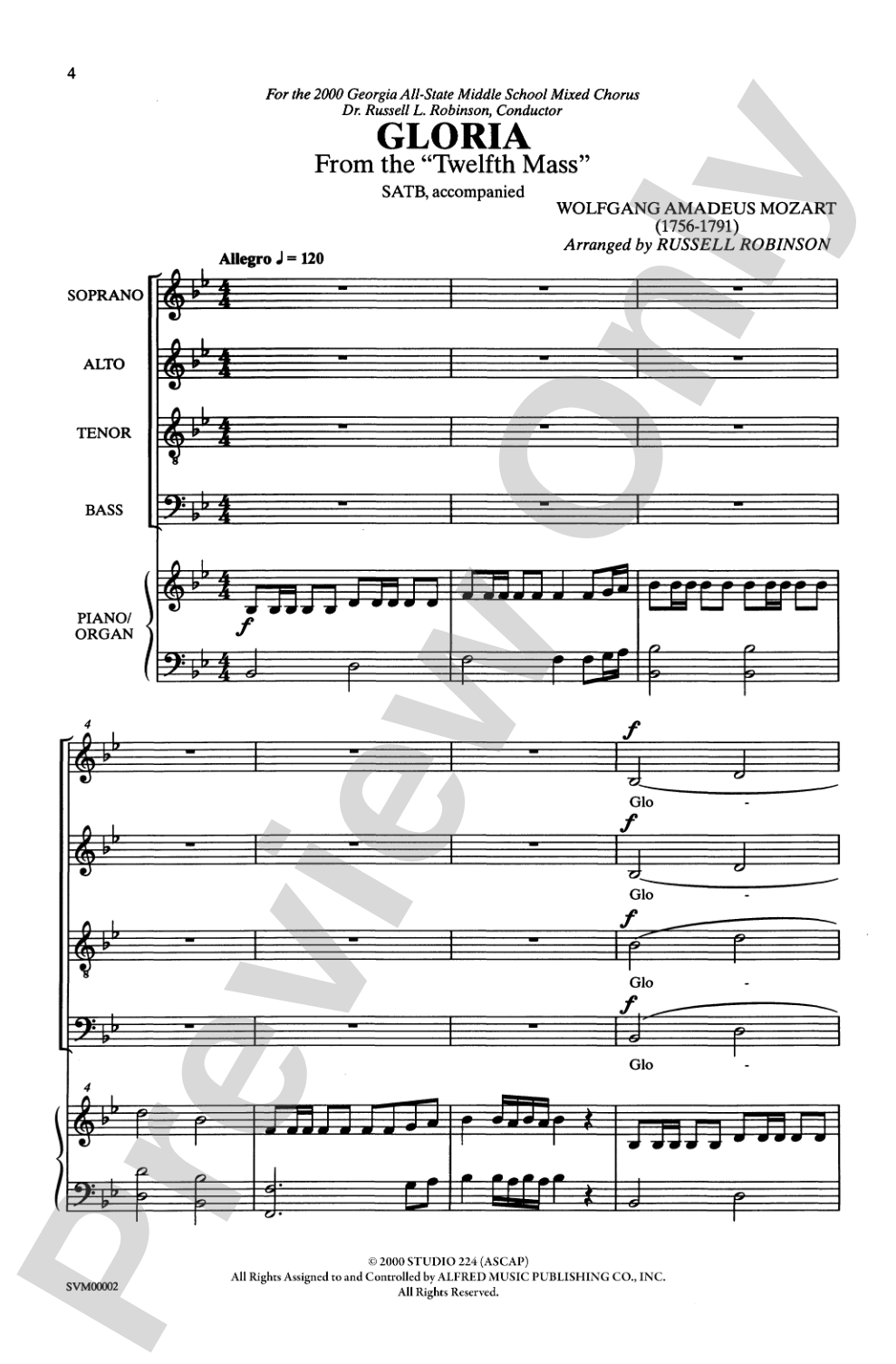 Gloria (from the <I>Twelfth Mass</I>): SATB Choral Octavo