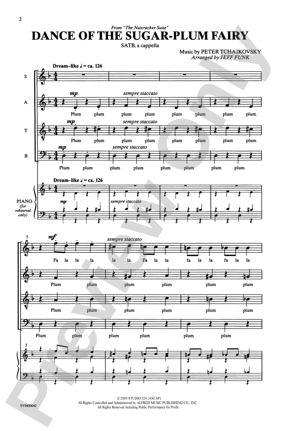 Dance of the Sugar-Plum Fairy (from <I>The Nutcracker Suite</I>): SATB, <I>a cappella</I> Choral Octavo