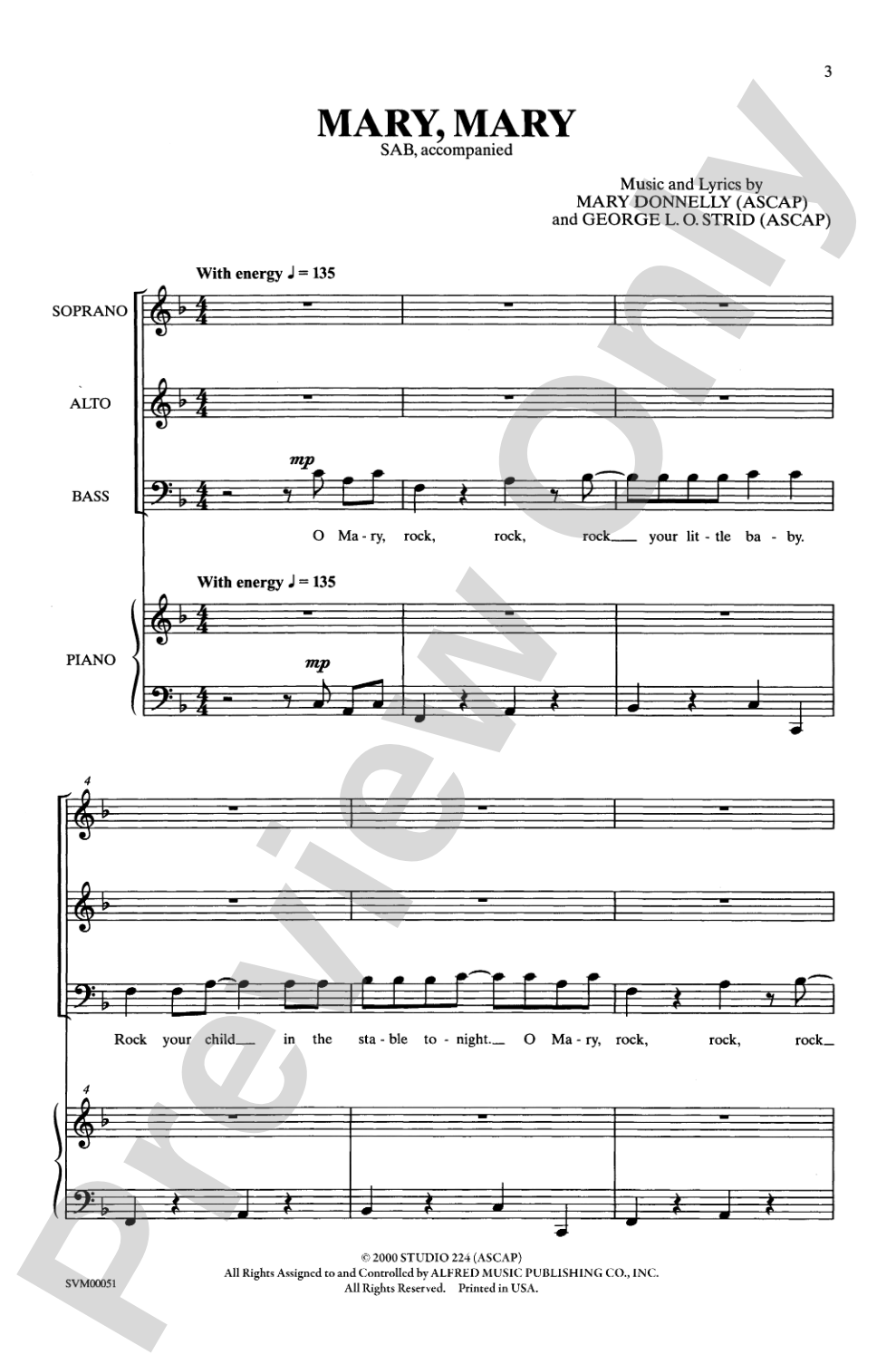 Mary, Mary: SAB Choral Octavo