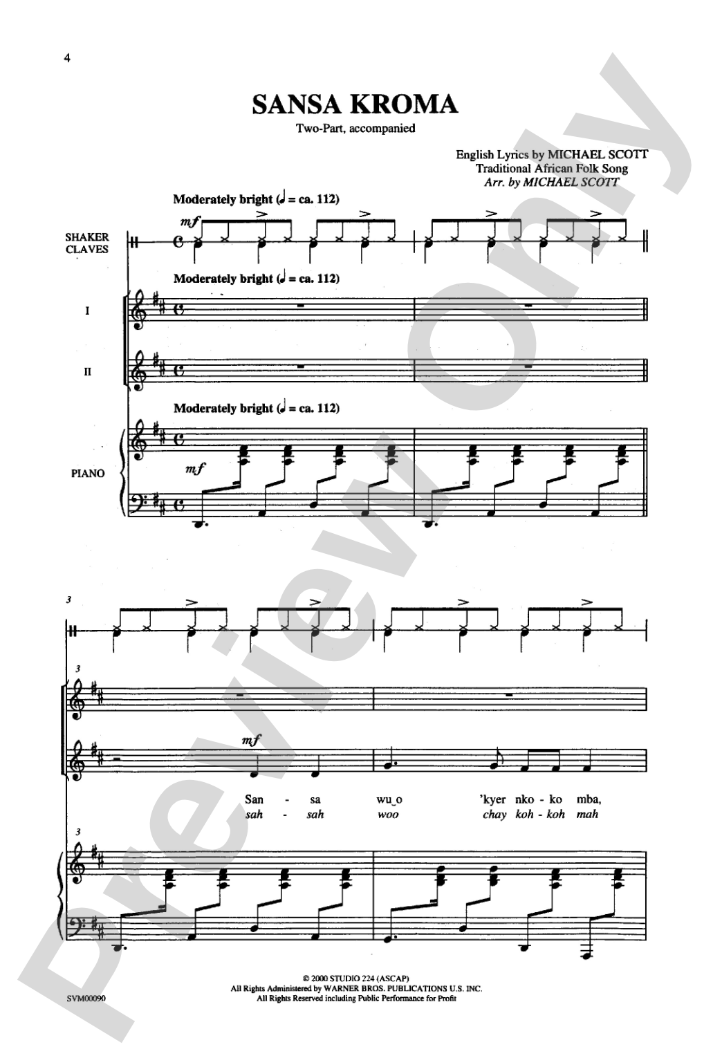 Sansa Kroma: 2-Part, accompanied Choral Octavo